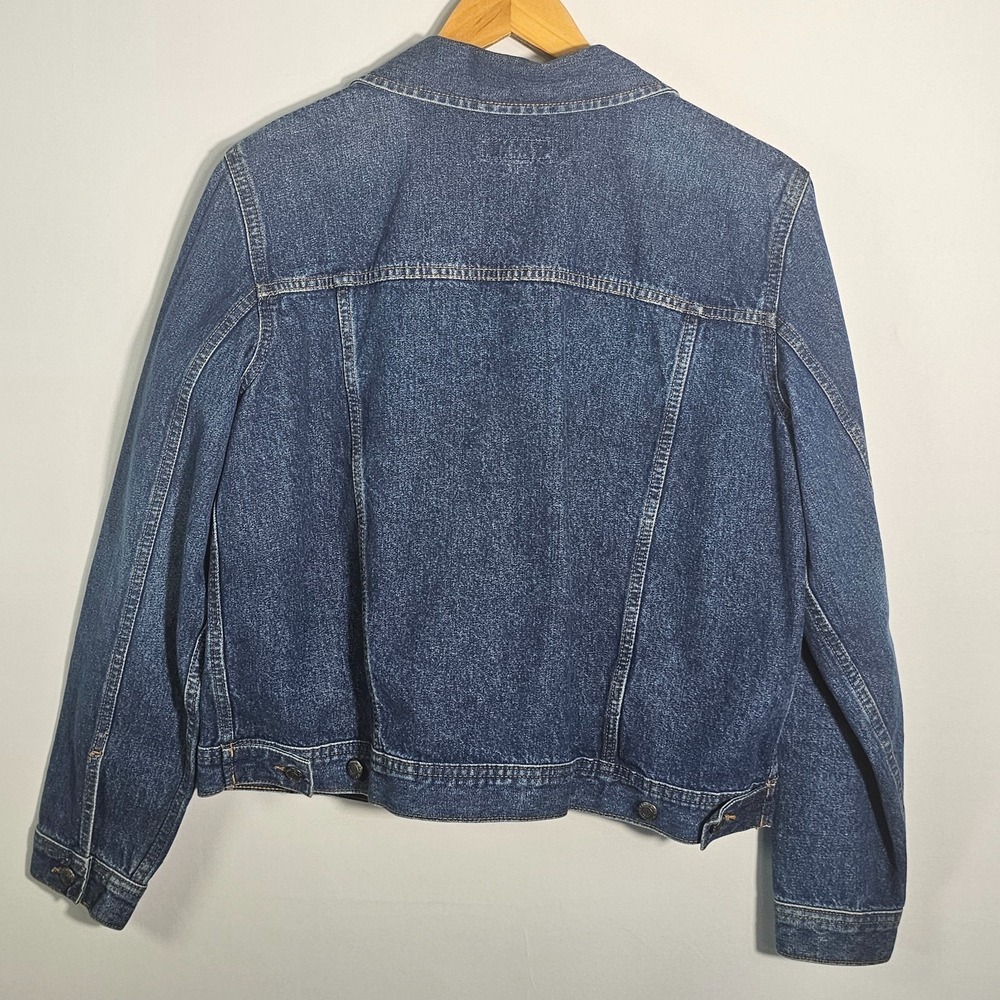 Vintage IZOD Blue Denim Jean Trucker Jacket Women's Size L Classic Button Front - Picture 4 of 11
